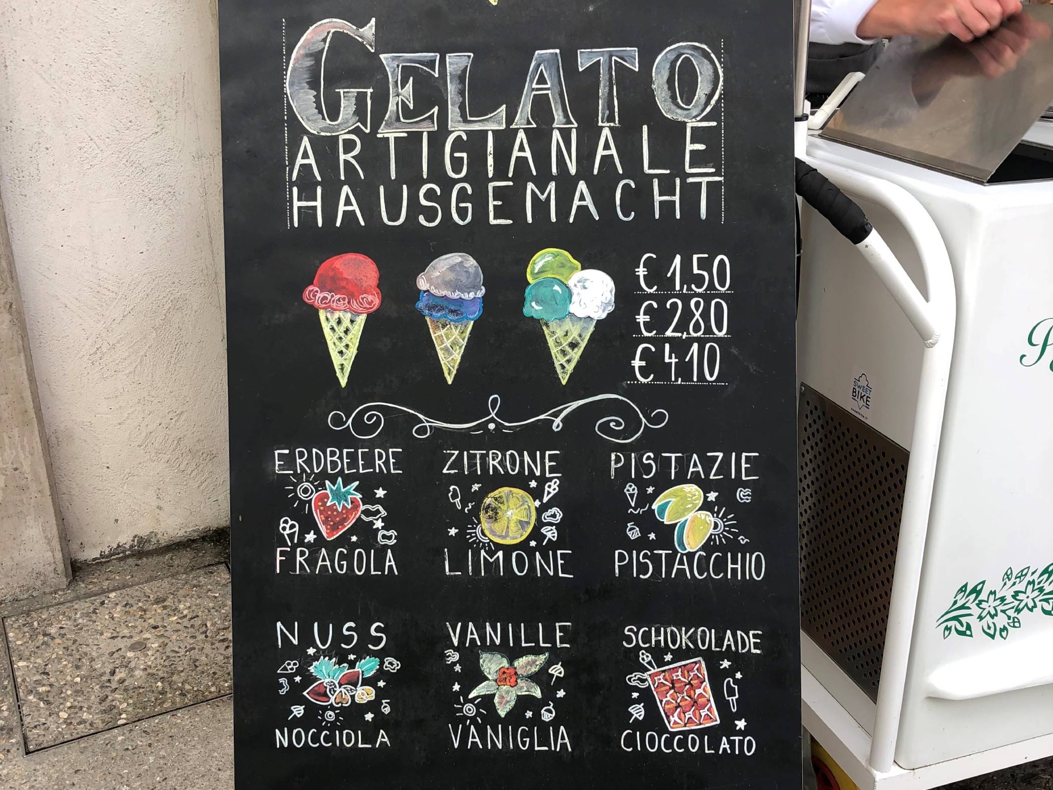 Menu del gelato
